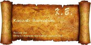 Kaszab Barnabás névjegykártya